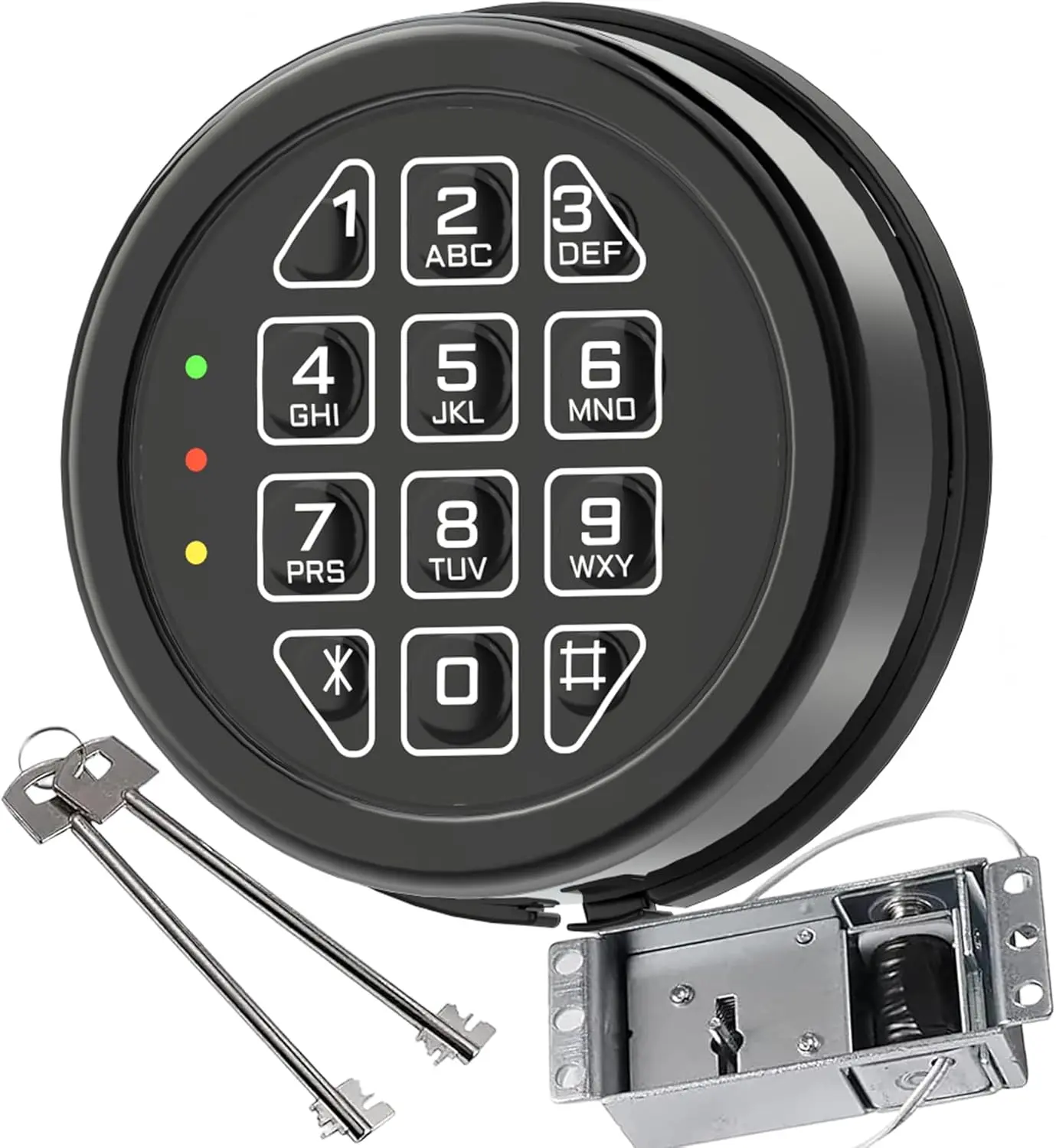La Macaza Chrome-Zinc High-Security Electronic Keypad Door Lock Replacement Kit - Solenoid Lock, 2 Override Keys, Anti-Theft Alarm, Default Settings, for Coin-Operated Safes, Security Cabinets, Enhance Your Safety