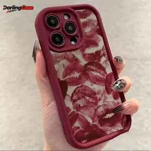 Darlingcase Lip Pattern Silicone Phone Case Anti-drop Cellphone Protective Case Total Protective Shockproof Mobile Phone Cover for iPhone 11 12 13 14 15 16 Pro Max Durable Protector Casing