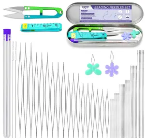86 Pcs Beading Needle Set,6 Sizes Big Eye Seed Bead Needles,Long Straight Beading Needle,Twist Beading Needles,Flexible Needle for Beads for Jewelry Making