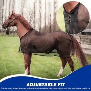 Sports & Outdoors Lightweight Breathable Mesh Horse Fly Sheet - Insect Protection for Racing & Outdoor Use  Adjustable Fit All Horse Breeds & Sizes  Durable Equestrian Rug Fly Mask for Horses  Secure Fit Straps