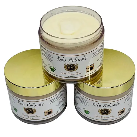 Kela Naturals Aloe Shea Glow Body Butter All Natural Body Butter for dry and sensitive skin perfect for kids with sensitive skin. Hydrating Body Cream Moisturize
