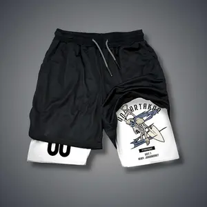 [Vtg90s] Double-Layer Sports Shorts Graphic Shorts Black Shorts Camo Shorts Streetwear Shorts Men Outfits Men Short Shorts Vacation Outfits Shorts