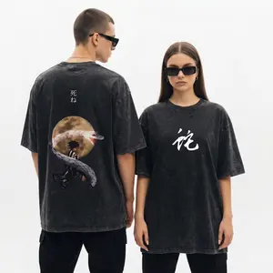 [Tiktok Deals] Demon Slayer Obanai Vintage Washed Oversized Good Graphic Tee With Double Print For Casual Y2K Streetwear & Anime Fans, Cotton Unisex T-shirt