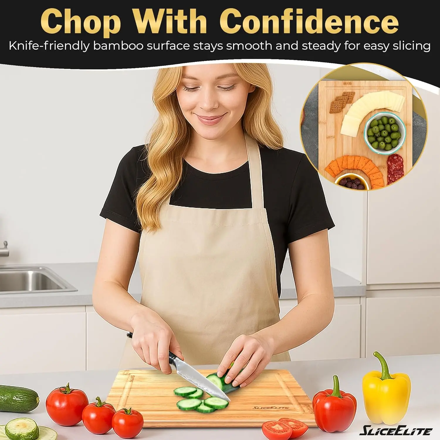 3 Piece upgrade With silicone Feet Cutting Board Set
