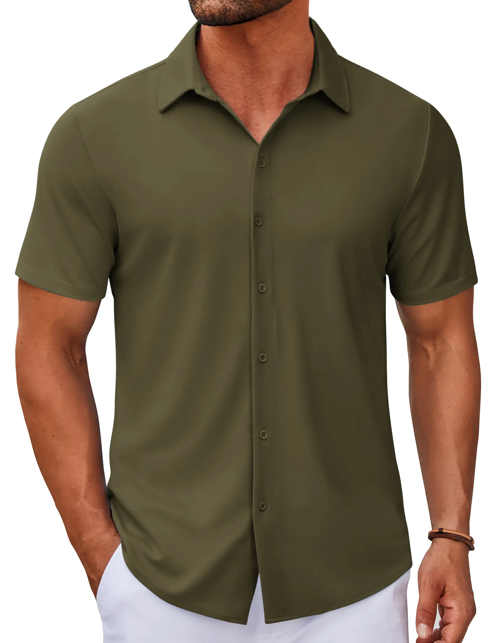 COOFANDY Men's Casual Button Down Short Sleeve Shirts Untucked Wrinkle Free Shirt Stretch Dress Shirts