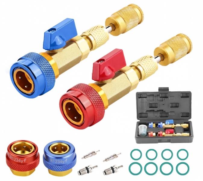 AC Schrader Valve Core Remover Installer Hand Tool Kit with Knurled Grip, R134a Ready HVAC Refrigeration Maintenance Set, Tools for Mechanics, Car Accessories, Compatible with R1234YF/R22 Systems, W/ Spare Valve Cores & Rubber O-Ring Seals