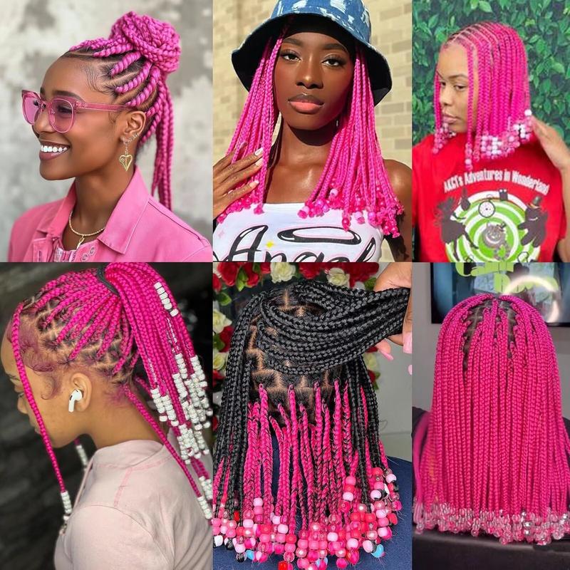 Pre Stretched Braiding Hair Dark Hot Pink Braiding Hair Pre Stretched Hair Extensions Fashion Braiding Hair Pre Stretched Magenta Pink Braiding Hair For Braids(#Magenta Pink,3Packs,20inch)