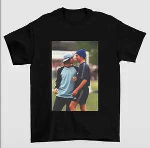 Damon Albarn And Liam Gallagher T-Shirt Featuring Bold Retro Typography and Iconic Music Design