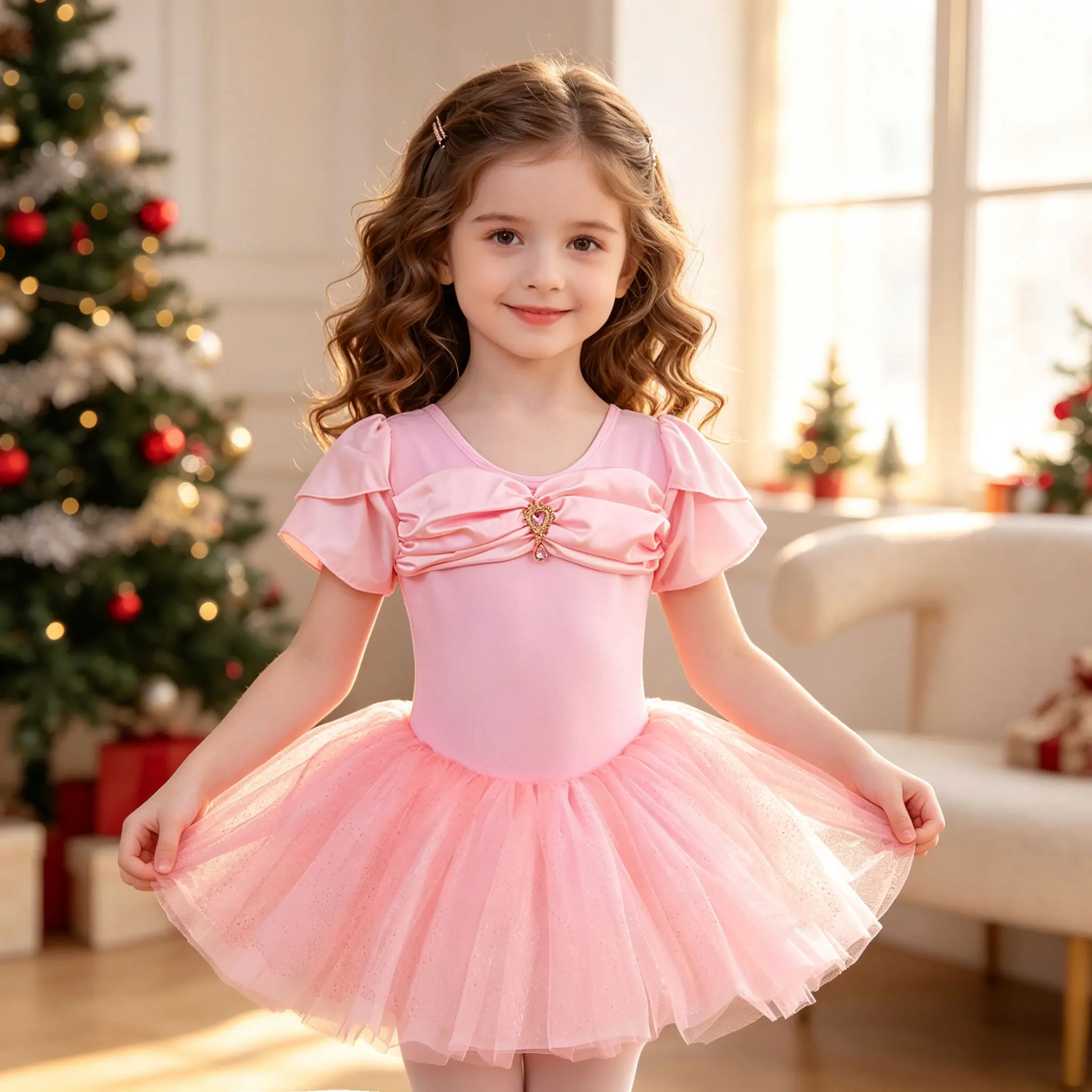 Girls Ballet Leotard Tutu Dress, Short Sleeve Bow Princess Dance Costume for Little Girls, Ballet Outfit for Dance Class Performance Recital Birthday Party