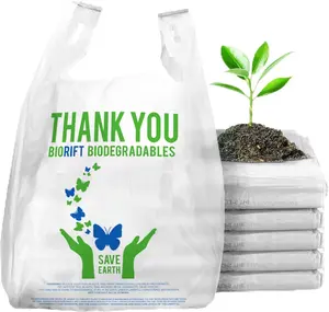 Biodegradable Thank You Bags | Bulk | Extra Thick, Strong, Recyclable, & Reusable | Shopping/Grocery/Restaurant/Supermarket | 12” x 6.5” x 22”
