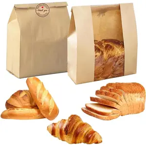 Large Paper Bread Bags for Homemade Sourdough Bread Packaging Bakery Bag for Gifting, Label Seal Sticker Included 200 Pack