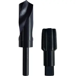 1"-11-1/2 NPT Pipe Tap and 1-5/32" Drill Set Carbon Steel Hand Threading Plumbing Tap Set for Plumbers Mechanics DIY Thread Cutting Tools