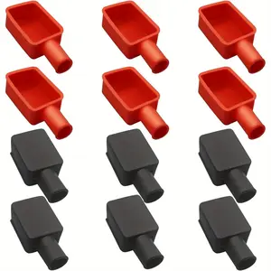 12-piece battery terminal protector set, automotive insulation protector, automotive battery protector, soft rubber positive and negative terminal protector, connection post top protector, suitable for cars, motorcycles, trucks