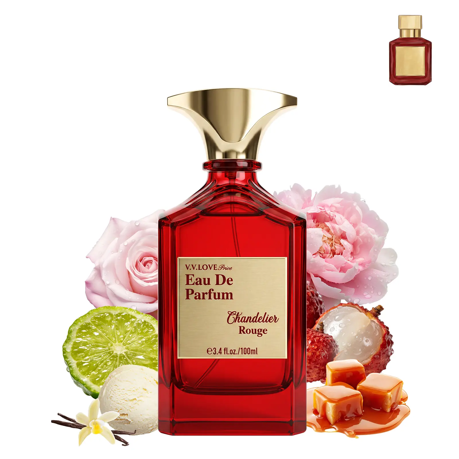 Chandelier Rouge | Fruity Floral Vanilla Woody | EDP Luxury Women Perfume 100ml | Apple,Lychee,Rose,Jasmine,Vanilla | Long Lasting Date Night,Party & Special Occasions
