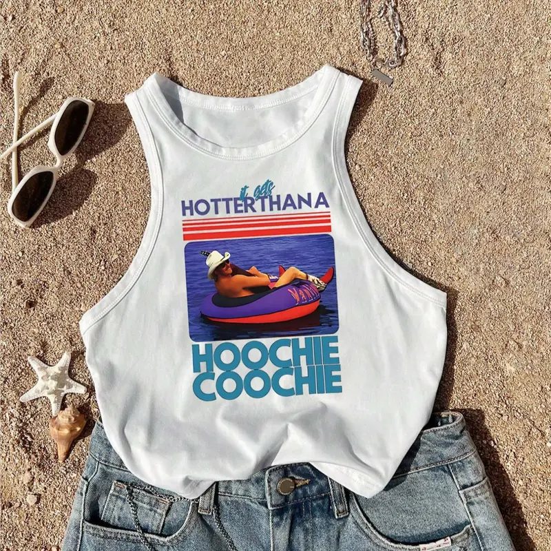 Women's Sexy Fitted Round Neck Sleeveless Camisole Casual Beach Tank Top, Crop Tops, Cropped Sleeveless Cami, Summer Thin Knit Fabric, Stylish Graphic Print Design, Perfect for Casual Wear, Sleeveless Knitted Tank, Womenswear