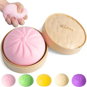 Dumpling Squishy, Mystery Squishy Dumpling Box, Sensory Stress Ball Squeeze Toys for Stress Relief, Cute Soft Decompression Dough, Birthday Gift (Pink)