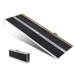 Foldable Aluminum Frame Threshold Ramp - 8 ft, 800 lbs Capacity, Non-Slip Portable Folding Threshold Type Ramp for Mobility Scooters, Wheelchairs at Home Steps, Doorways