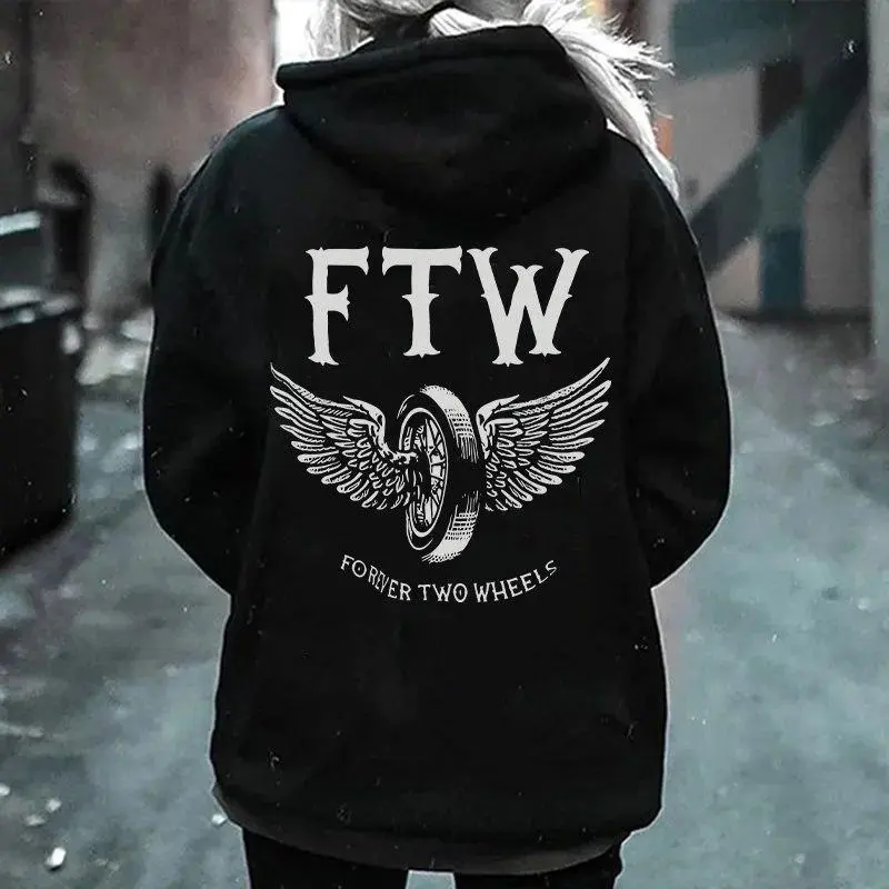 FTW FOREVER TWO WHEELS Angel Wings Graphic Black Tshirt, Hoodie, Sweatshirt, Aesthetic Tatoo Outfits, Streetwear Style, Retro Vintage Y2k Women Graphic Tees