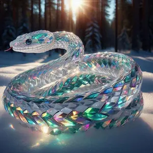 5D DIY Full Drill Round Diamond Painting - Diamond Art Kit Rainbow Transparent Snake Mosaic, Canvas - DIY Decorative Painting, Home Wall Decor, Perfect for Halloween and Christmas, Independence Day, Birthday and Anniversary Gifts.