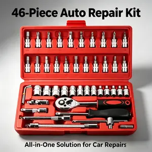 46PCS Socket Wrench Set, Hardened Durable Tools, Complete Specifications, Portable Storage Box, Fit Auto Repair & Household Maintenance