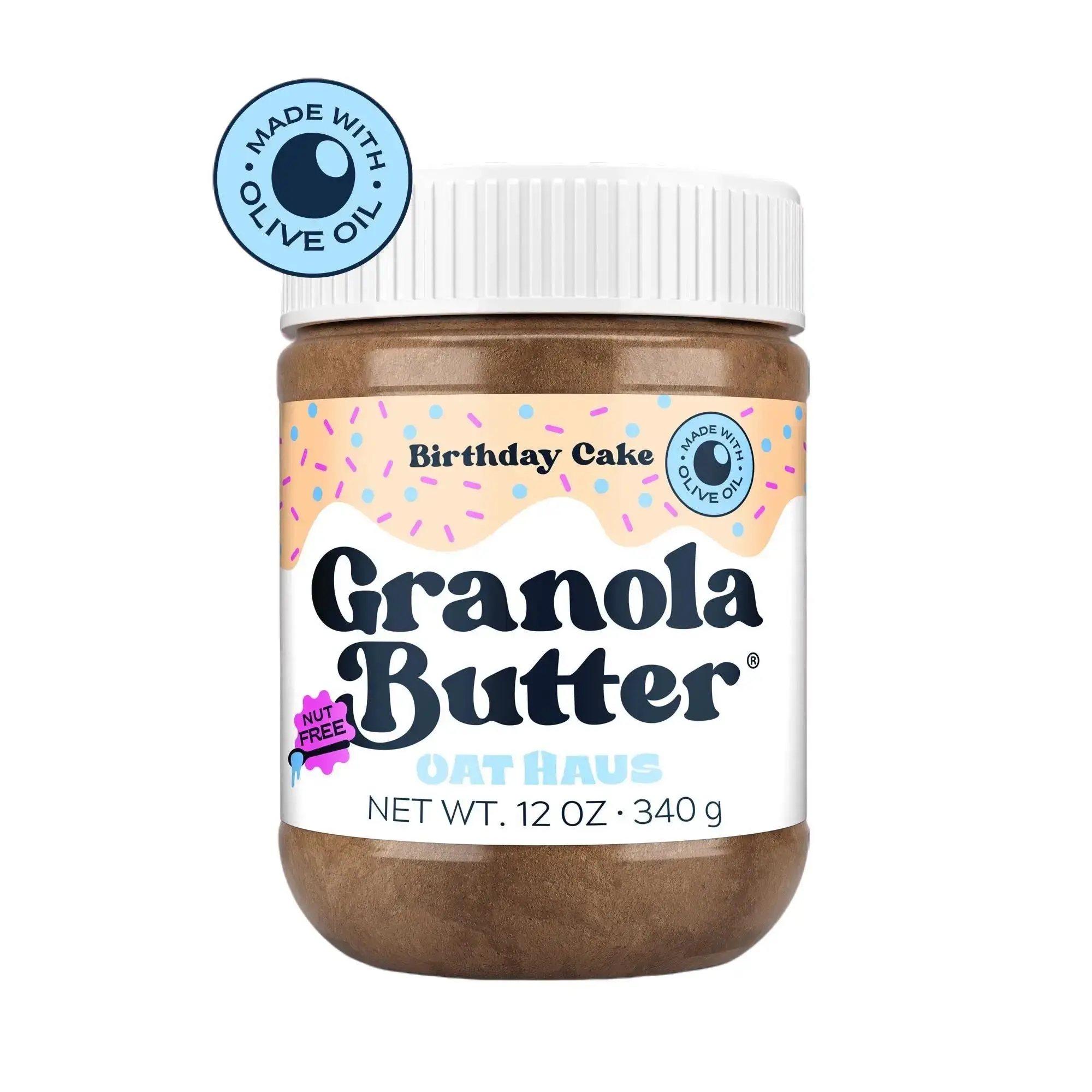 Birthday Cake Granola Butter (easy stir)- The First Ever Oat-Based Spread - with Rainbow Sprinkles