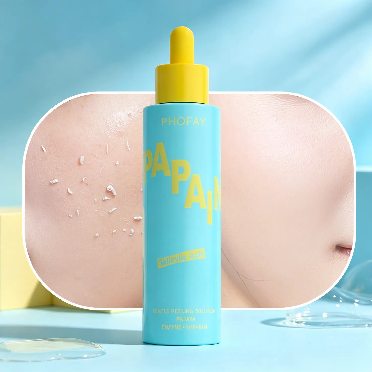 Aqua Gel Gentle Exfoliator, Brightening Peeling Gel with Cellulose, Rice, Papaya, Deep Pore Cleanser Minimizer Exfoliator for Sensitive Skin, Clear & Softer, Smoother Radiant Skin. Can be used before makeup, ideal for dry skin prone to makeup caking