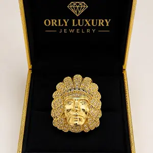 Orly Luxury Chief Ring - 14K Gold Plated Stainless Steel, Water Resistant Hip Hop Ring