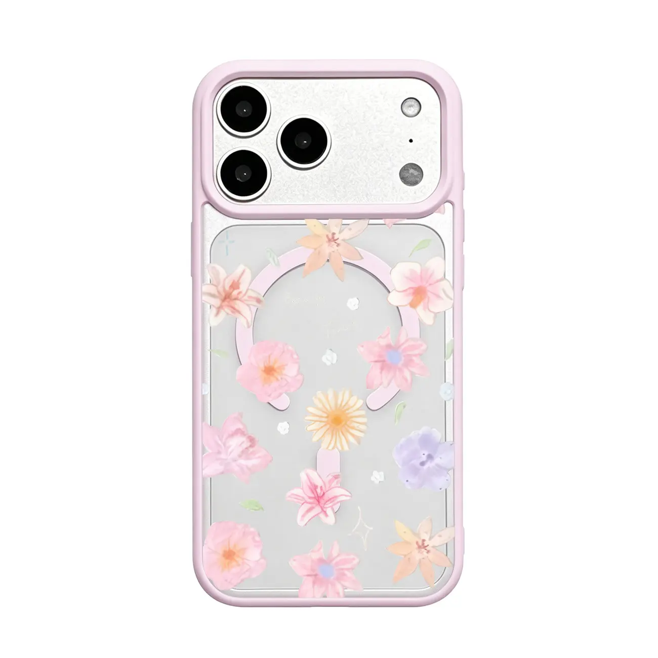 Aesthetic Floral MagSafe Case for iPhone 17 16 15 14 Pro Max Air 13 12 11 Plus Blue Lily Flower Pattern Clear Phone Cover Shockproof Plastic Camera Protection Trendy Smartphone Casing Gift for Her wildflower MKCX260522001 Military Grade Rotating promax