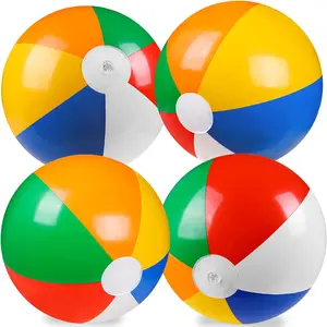 4 Pack 20" Summer Inflatable Big Beach Balls Rainbow Swimming Pool Water Games Toys for Kids Summer Party Supplies Decorations