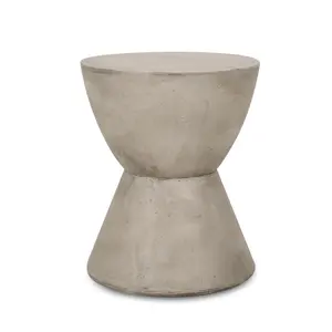 15.25*15.25*18.00 Inch Lightweight Concrete Outdoor Side Table, Hourglass Pedestal Design, Weather Resistant Heavy Duty Accent Table for Patio Backyard Garden and Home Outdoor Furniture