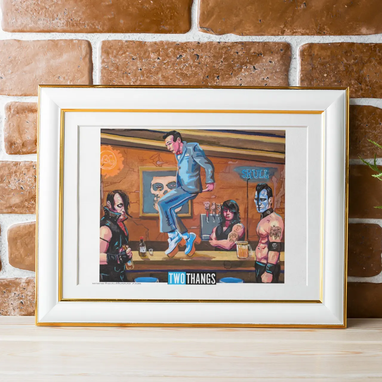 Two Thangs Pee Wee Herman & Misfits Art Print Quirky Pop Culture Mashup Wall Decor 8.5x11 or 11x17 Inches High-Quality Paper Signed Artistic Ornaments Room Decoration
