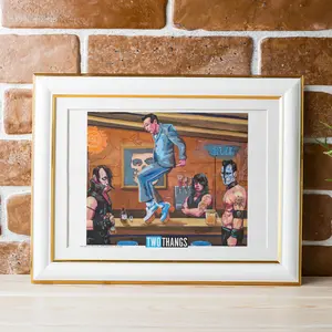 Two Thangs Pee Wee Herman & Misfits Art Print Quirky Pop Culture Mashup Wall Decor 8.5x11 or 11x17 Inches High-Quality Paper Signed Artistic Ornaments Room Decoration