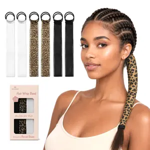 BONNET QUEEN Hair Wrap Band for Braiding, 6PCS Sheer Hair Ribbons Set, Lightweight Organza Mesh Hair Ties for Braids, Ponytails & DIY Hairstyles, Black White Leopard Hair Accessories for Women Girls