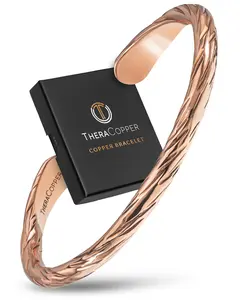 TheraCopper Copper Bracelet for Men & Women (Distressed)  — 100% Pure Copper Bracelets — Raw, Solid & Uncoated Authentic Handmade Tibetan Bracelet Cuff Bangles