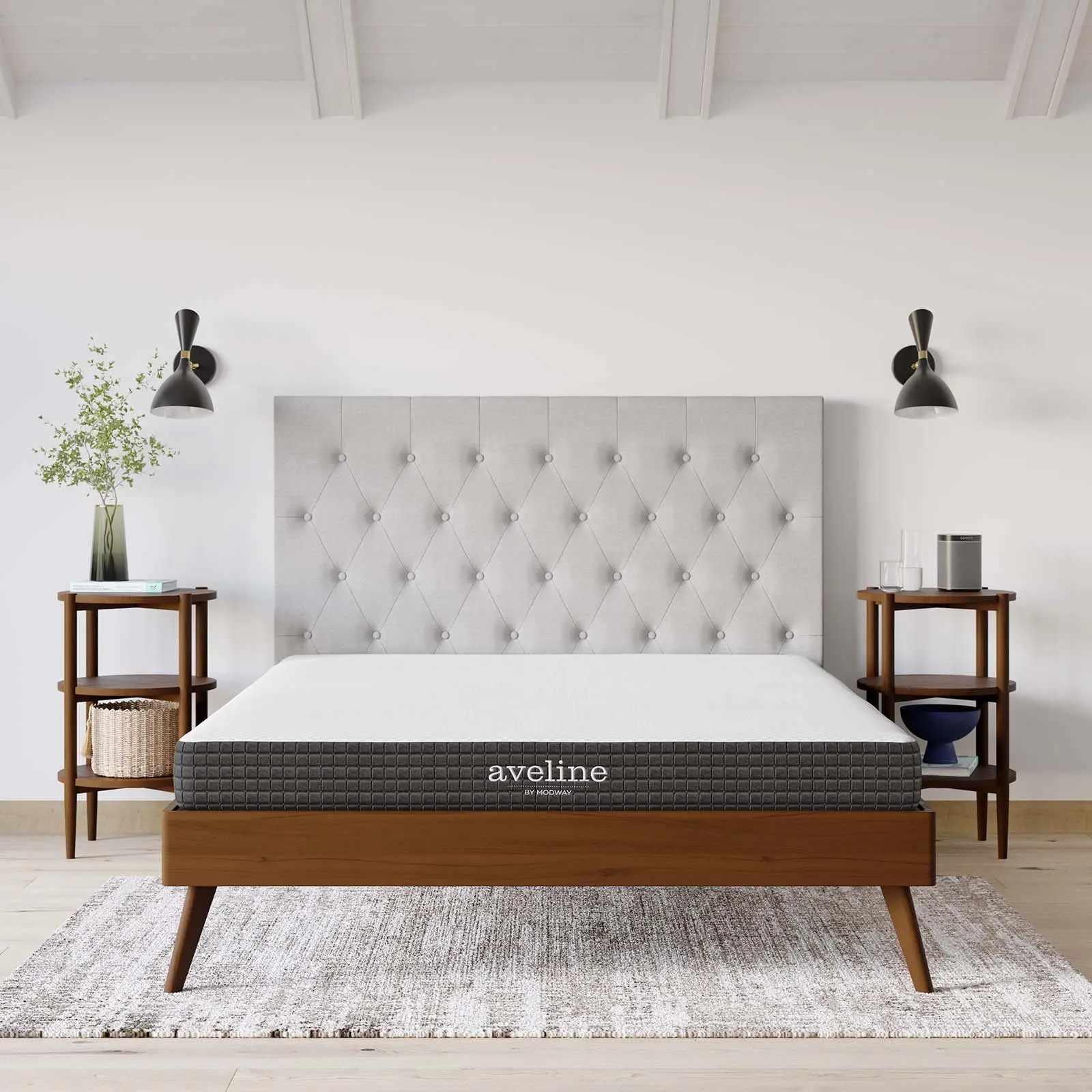 Modway Aveline 6" King Mattress, Cooler Contoured Antistress Mattress for Bed Upgrade, Cooling Bedding, Antistress Mattresses