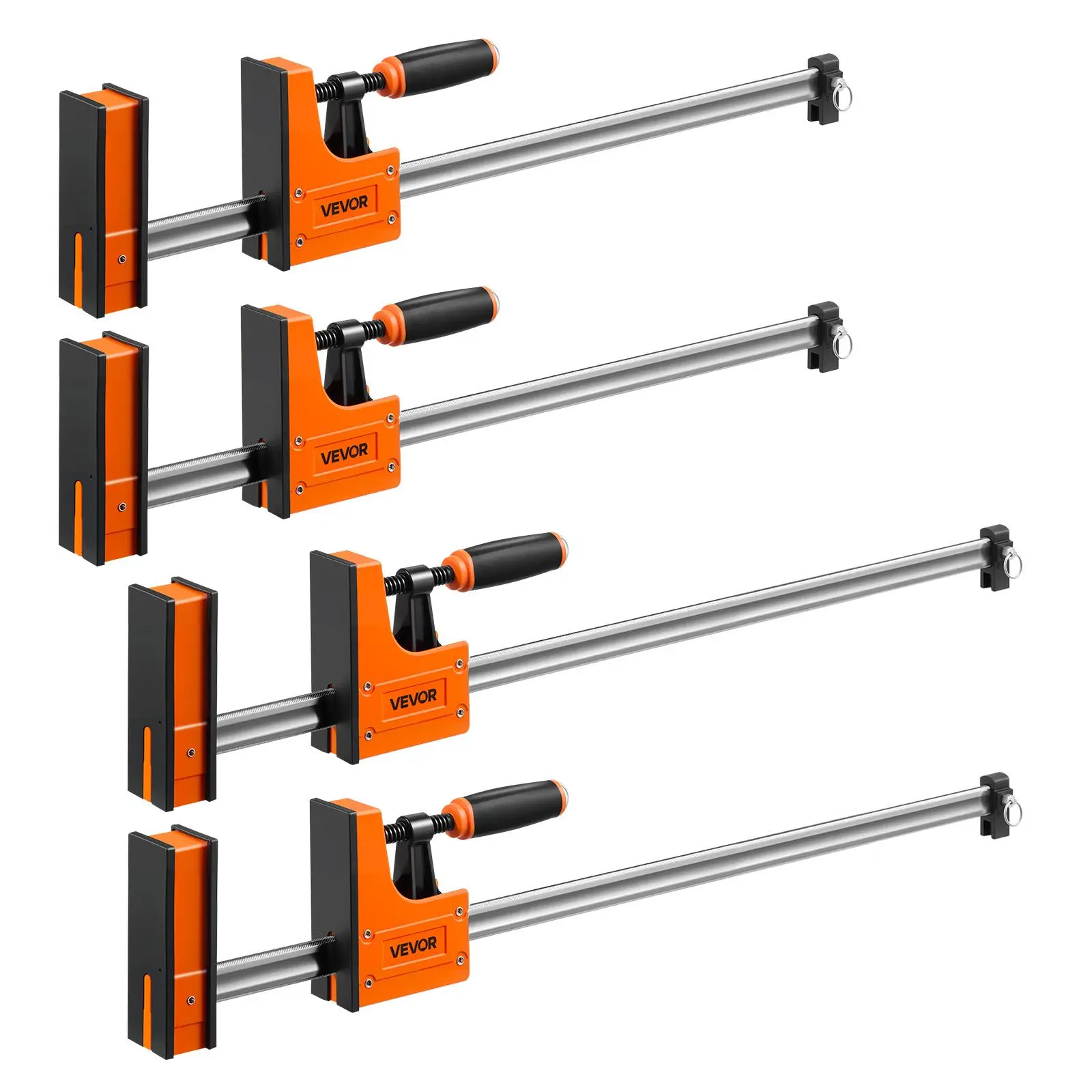 【Summerfinds】VEVOR 4-Pieces F-Style Clamps, 24in & 31in Sizes, 1100 lbs Clamping Force, 2-in-1 Design, PA6 Handles, Parallel Soft Rubber Pads, Carbon Steel Bar, for DIY Users' Wood/Metal Projects