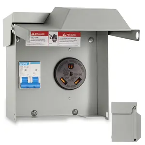 RV Electrical Outlet Panel with Breaker Temporary Power Outlet Panel RV Circuit Breaker Box with UL Listed 20,30,50-Amp Receptacle Installed Weatherproof RV Power Outlet Box (30amp)