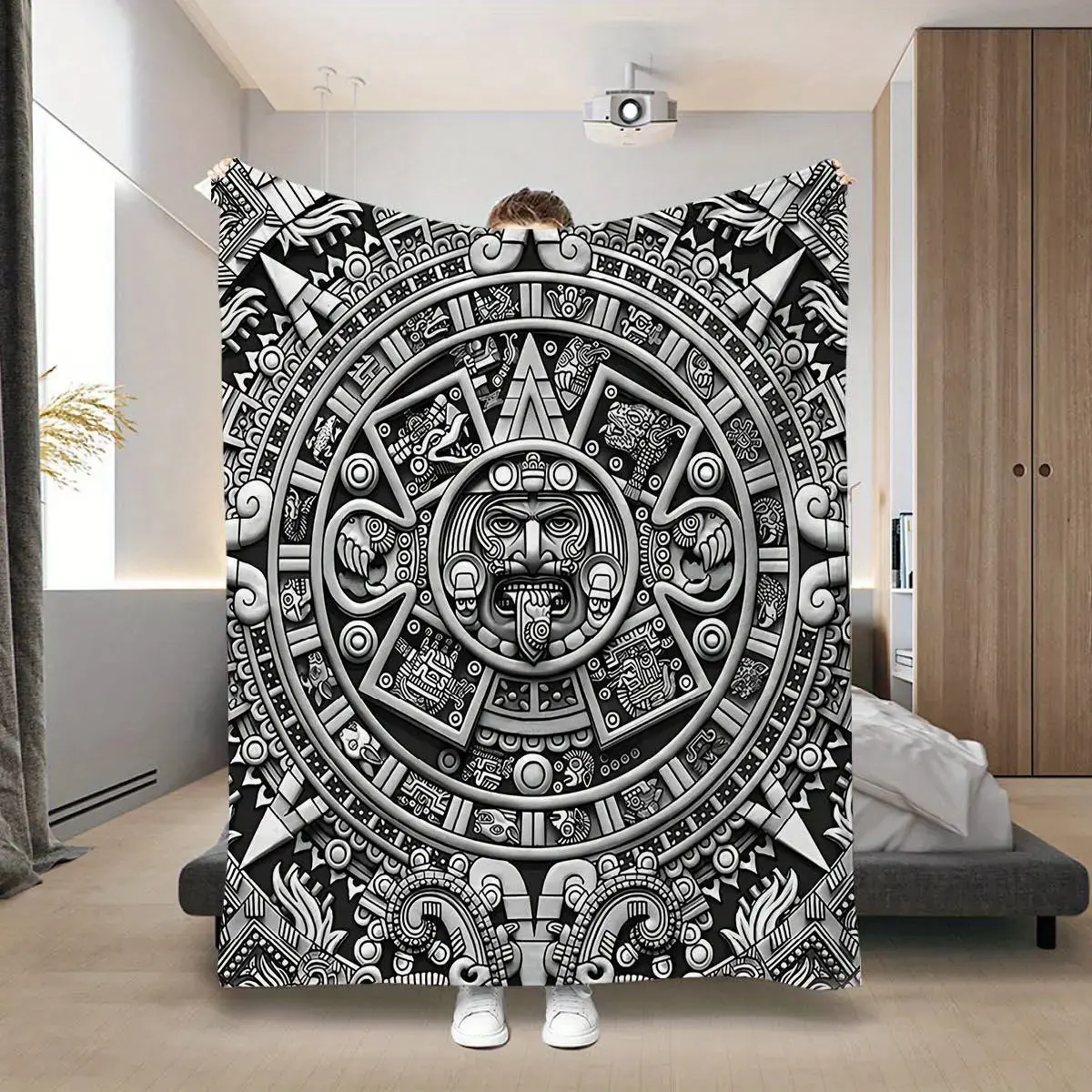 Cozy Blanket Throw, Soft Warm All-Season Flannel Plush Totem Print Blanket - Vibrant Intricate Design for Sofa, Bed - Ideal Home Decor & Gift for Birthdays, Holidays, Soft Warm Blanket