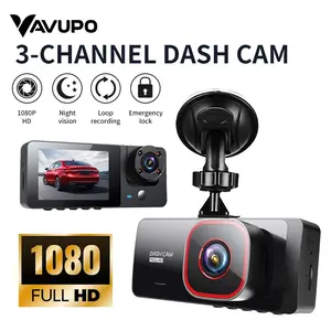 3-Channel Car Dvr Recorder, Full HD 1080P, Night Vision, Loop Recording, Emergency Lock, Front Rear Cabin Coverage, Reliable Protection