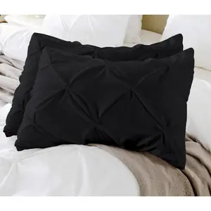 King Pillow Shams Set of 2 Pinch Pleated Black Pillow Shams King Size 20x36 Pillow Covers 100% Egyptian Cotton 600 TC Soft Skin Friendly Cushion Cover Cases Pinch Decorative Pillow Shams for Bed