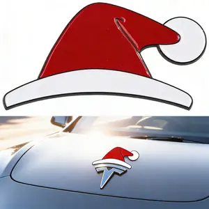 3D Santa Hat ABS Christmas Stickers for Tesla, Vinyl Car Decals for Toyota, Honda, Ford, BMW & More,  Wall, Laptop, Window, Christmas Gift & Decoration
