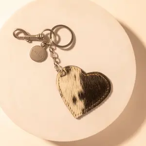 Myra Speckle Belle Heart Key Fob for Women in black with hair-on detail for everyday western carry