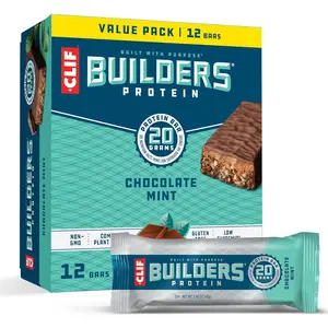 CLIF BUILDERS Protein Bars - Chocolate Mint Flavor - 20g Plant Based Protein - Gluten Free - Non-GMO - Low Glycemic - No Artificial Sweeteners - Value Pack, 2.4 oz. (12 Count) tiktokshopspringglowup
