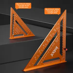 Imbot Aluminum Rafter Square, Carpenter Measuring Layout Tool, Alloy Metal Triangle Ruler Imperial Protractor for Woodworking and Carpentry