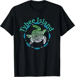 Tybee Island Design / Vintage Tribal Turtle Gift Casual Graphic Print Cotton T-Shirt