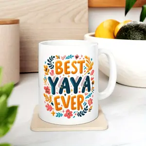 1pc Ceramic Coffee Mug, "Best Yaya Ever" Design, 11oz, Hand Wash Only, Reusable Multipurpose Mug with Unique Birthday Gift for Yayas on Mother'S Day