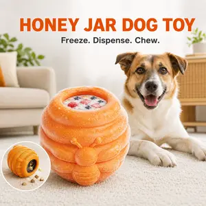 XIXI Honey Jar Dog Toy for Summer Cooling, Interactive Freeze & Chew Toy for High-Energy Dogs, Tough Enrichment Boredom Relief Toy with Detachable Cups