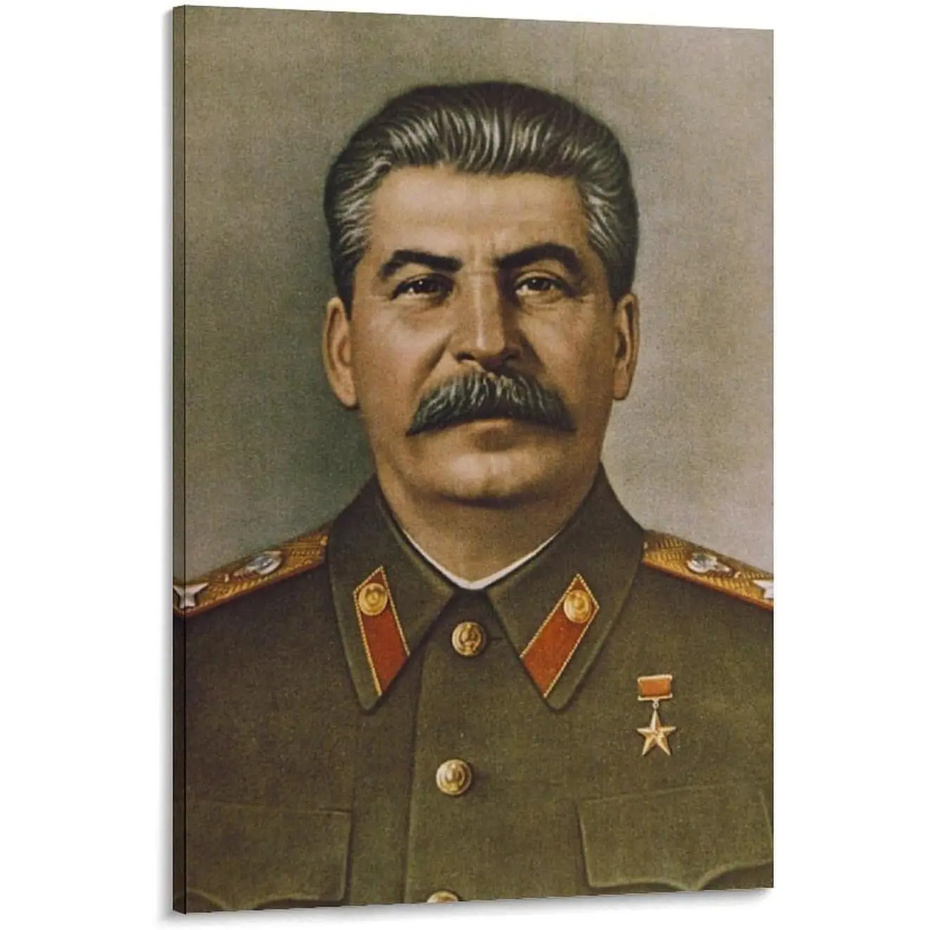 Joseph Stalin Portrait Canvas Painting - High-Quality Waterproof Decorative Home Decor Wall Art, 20x30inch(50x75cm), Customizable Artistic Frame-Style Ornament for Living Room, Children's Room, Bar, Ideal Gift