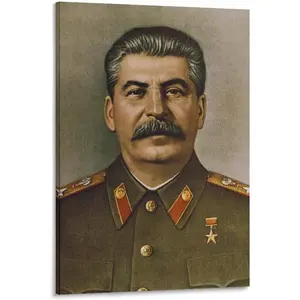 Joseph Stalin Portrait Canvas Art Print for Living Room and Bedroom Decor - High-Quality Waterproof Wall Art with Customizable Options and Artistic Frame-Style Ornaments
