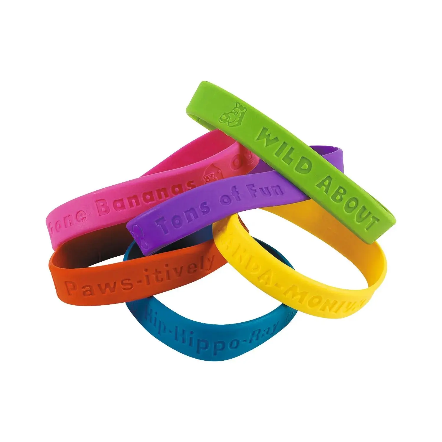 8" 100th Day of School Fun Sayings Rubber Bracelets - 24 Pc.